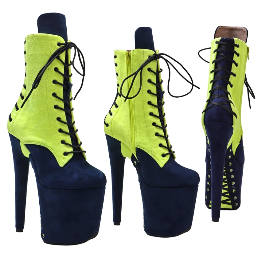 Leecabe  20CM/8inches Suede  Upper  Mix color   Fashion trend   platform Pole Dance boot
