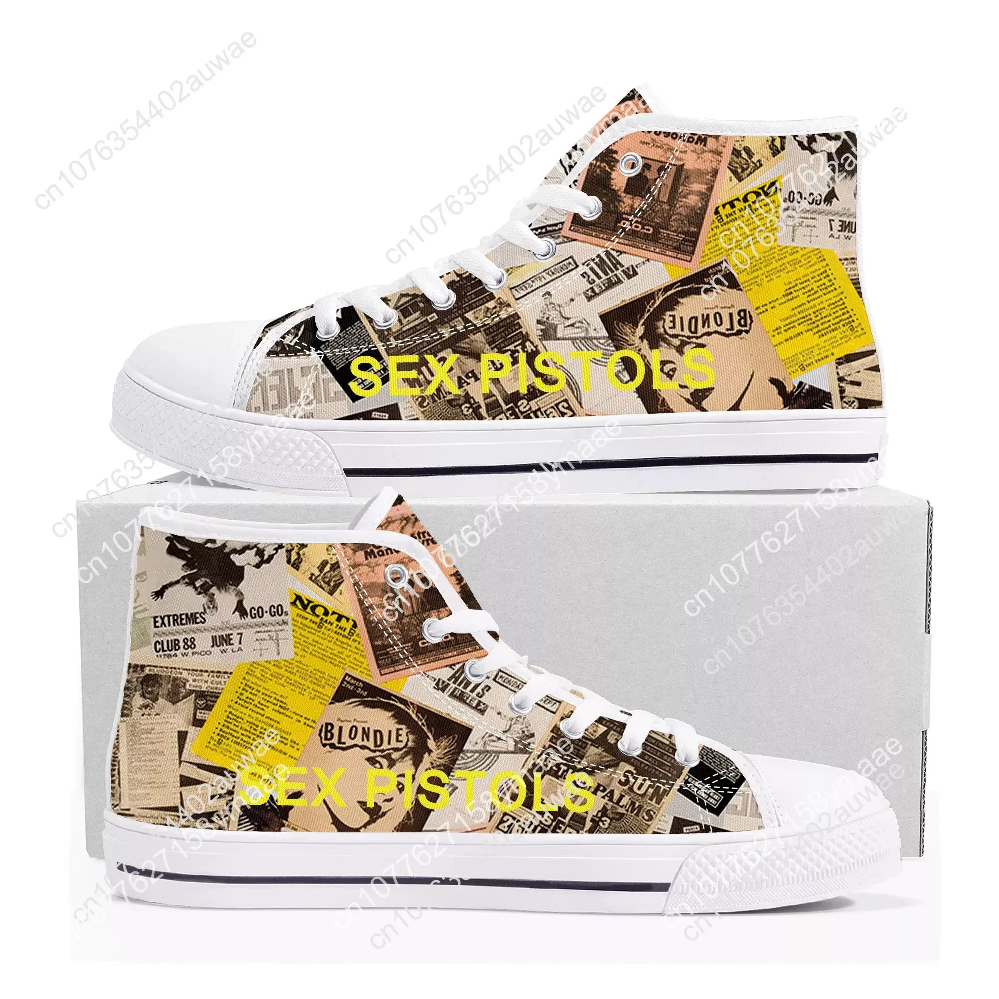 Sex Pistols Punk Rock Band High Top High Quality Sneakers Men Women Teenager Canvas Sneaker Casual Couple Shoes Custom Shoes