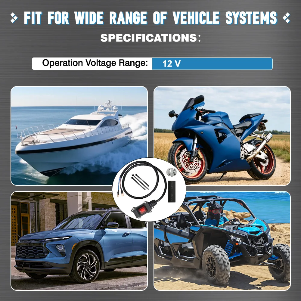 12V Motorcycle Kill Switch Heavy Duty Battery Disconnect Cable Waterproof Power Cut off Switch for Vehicles ﻿30/50/100cm view 5