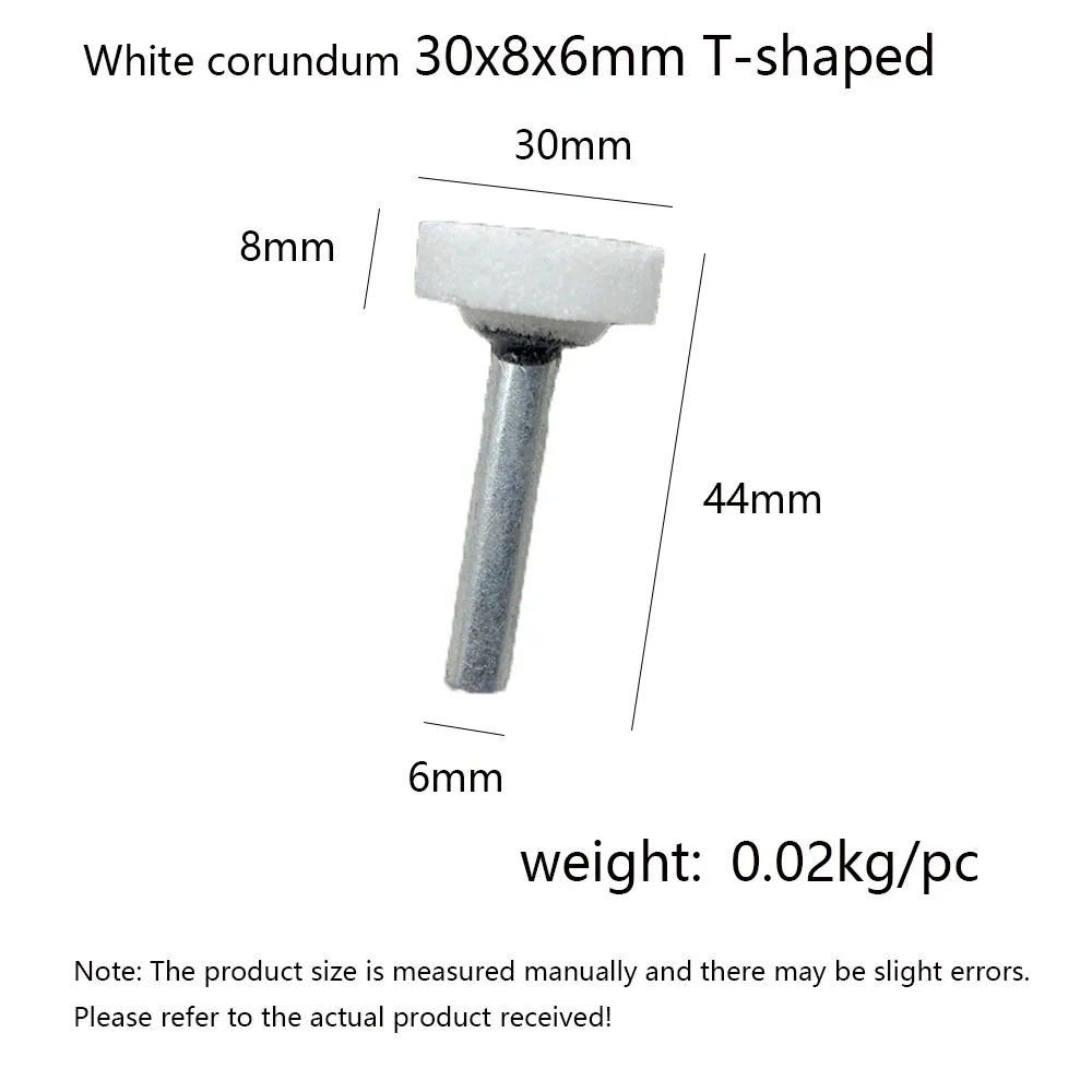 5 Pcs 6mm handle T-shaped 20-30mm grinding head diameter ceramic grinding wheel grinding head white chromium corundum flint powd