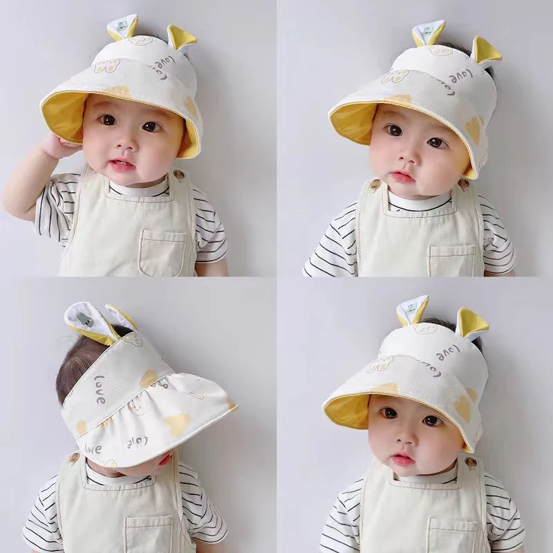 Baby Sunhat Summer Toddle Big Brim Beach Hat Child Outdoor Sun Protection Travel Hat Boy Girl Empty Top Adjustable Sun Cap 6-24M