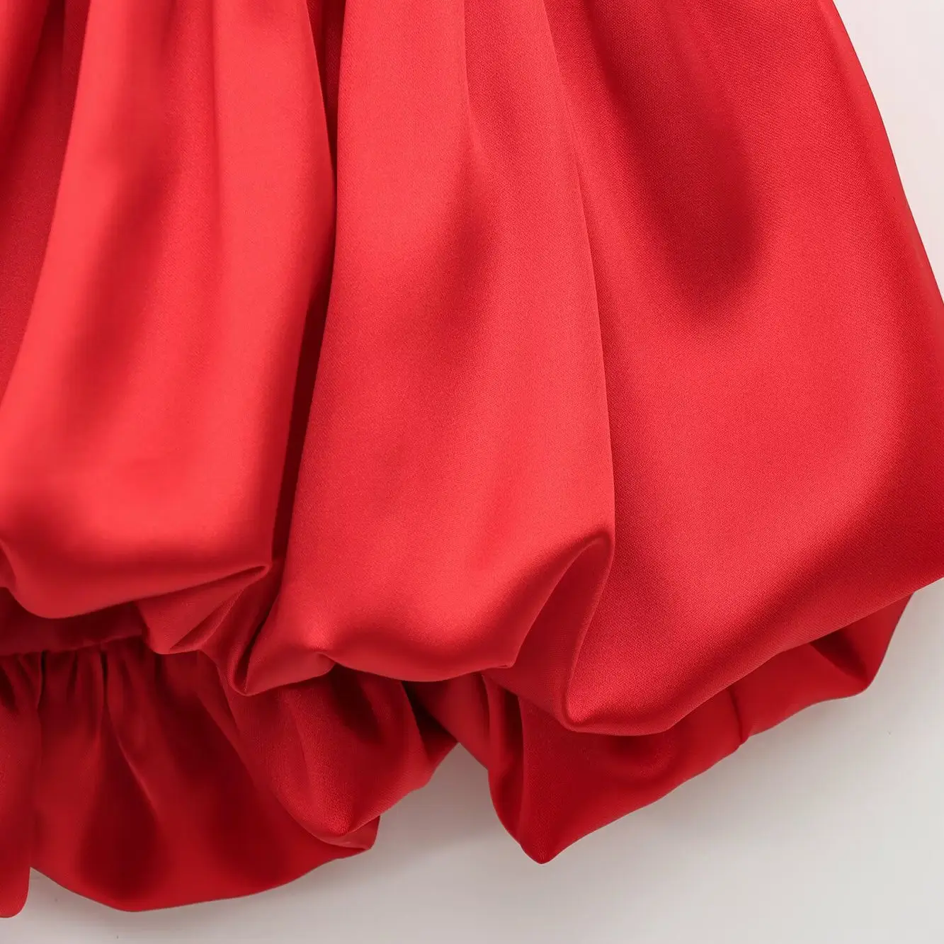 JNLEAOG Spring New Women's Faion Design Silk Satin Puffy Top 230865600 High Waist Silk Blend Polyester Summer Dr