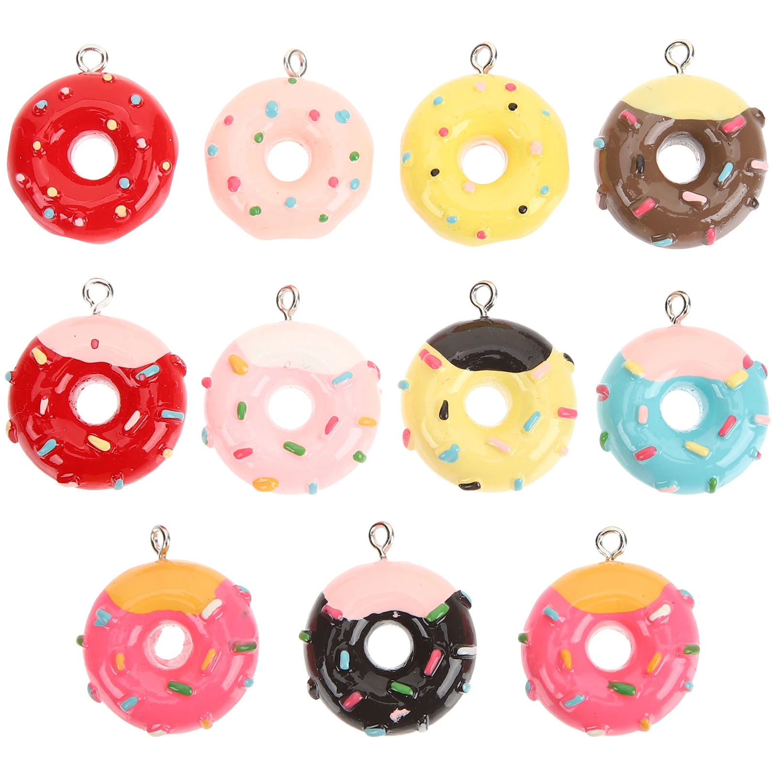 

20pcs Charms Cute Resin Jewelry Charms Craft Donut Key Ring Accessories DIY Jewelry Making Donut Earring Pendants