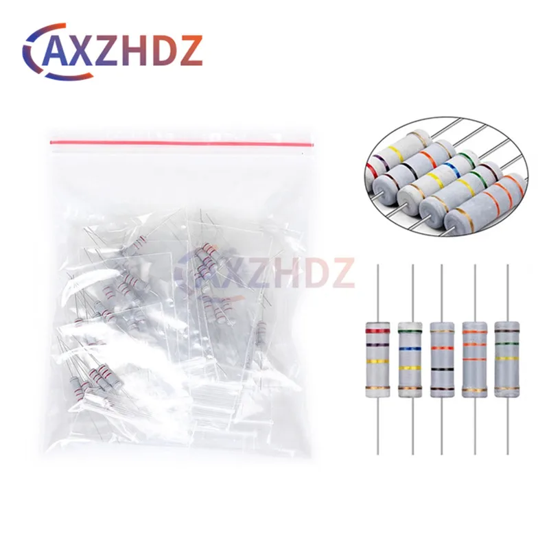 

150/300PCS 1W 2W 3W 5W Carbon Film Resistor Assortment Kit 5% Resistance Set 30Kinds 0.1-750 ohm 1K-820K DIY components