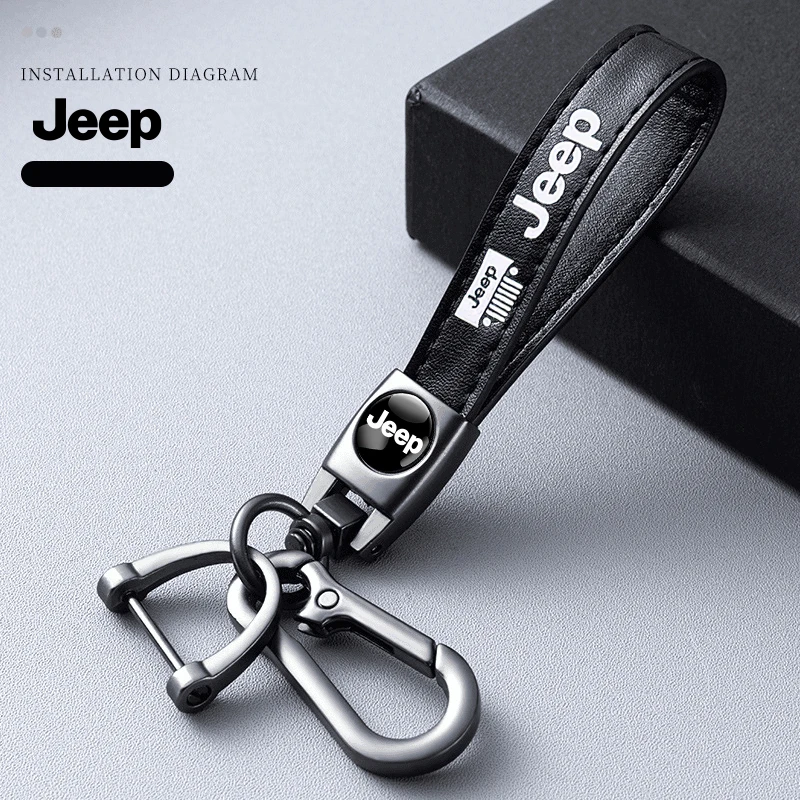 Edelstahl-Autoschlüsselanhänger mit Stickerei-Autoemblem für Jeep Renegade Compass Grand Cherokee Wrangler Gladiator Patriot Liberty