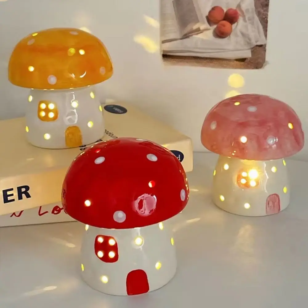 

Table Decor Lamp Mushroom Night Light Eye Protection Nordic Bedside Night Light Sleeping LED Ceramic Night Light Birthday Gift