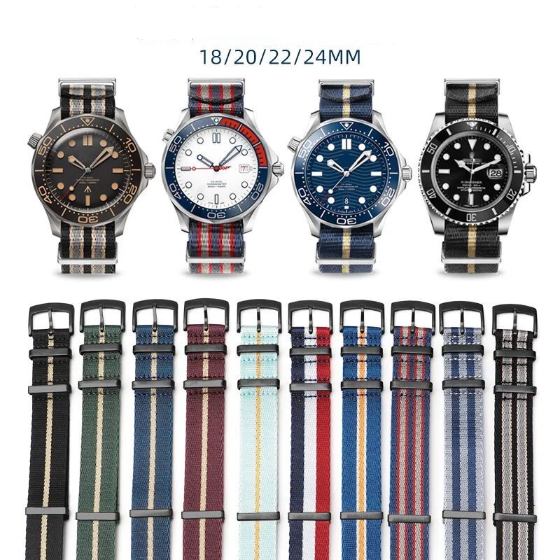 

Превосходный нейлоновый ремешок для часов OMEGA Seamaster Seiko SKX007, прочный браслет для мужчин и женщин, 18/20/22/24 мм, универсальный тканый ремешок НАТО