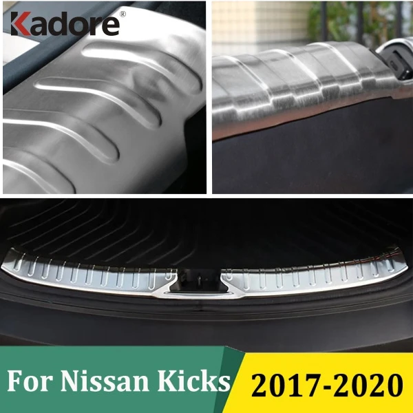 

For Nissan Kicks 2017-2019 2020 Stainless Steel Car Rear Trunk Bumper Scratch Cover Interior Rear Bumper Sill Protector Trim