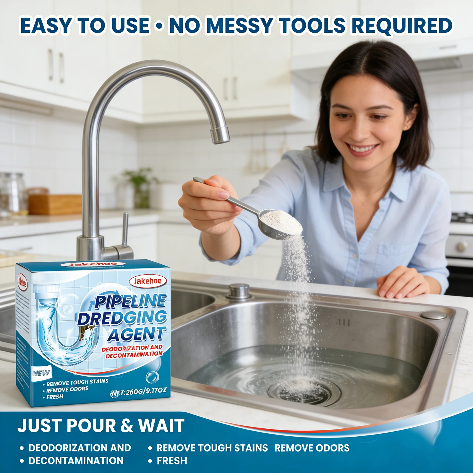 El agente de dragado de tuberías elimina eficazmente los bloqueos en las tuberías disuelve las manchas de aceite elimina los olores polvo limpiador de drenaje fuerte