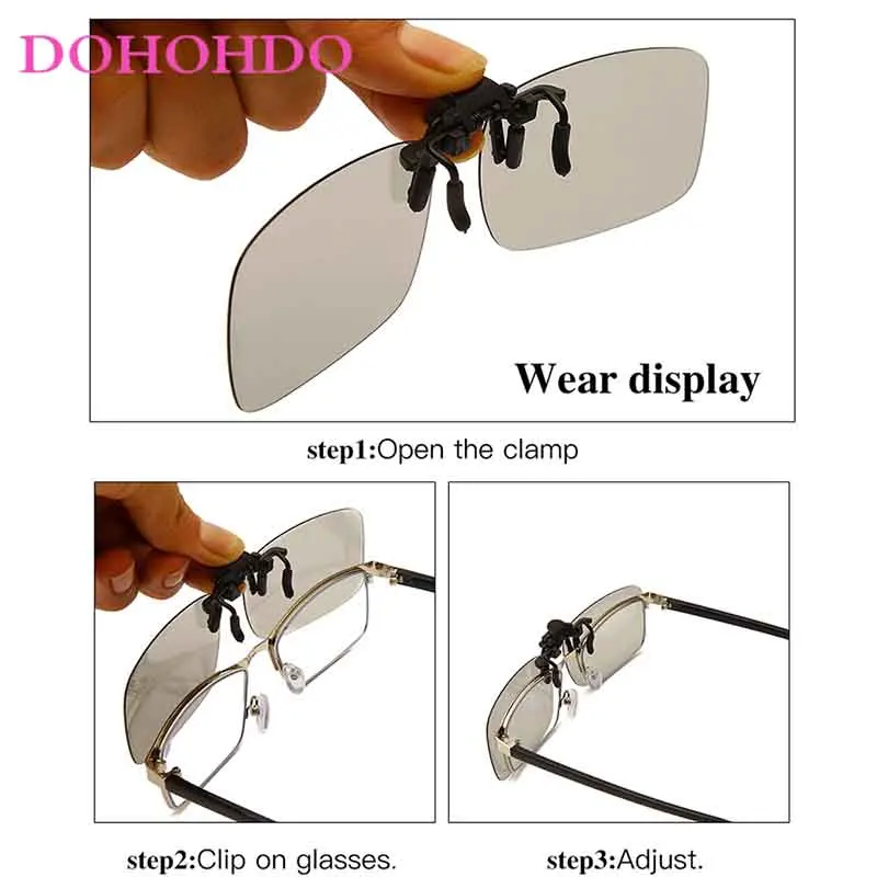 DOHOHDO New Polarized Photochromic Lenses Clip On Sunglasses Car Driver Goggles Anti-UV Sun Glasses Driving Eyewear Accessories