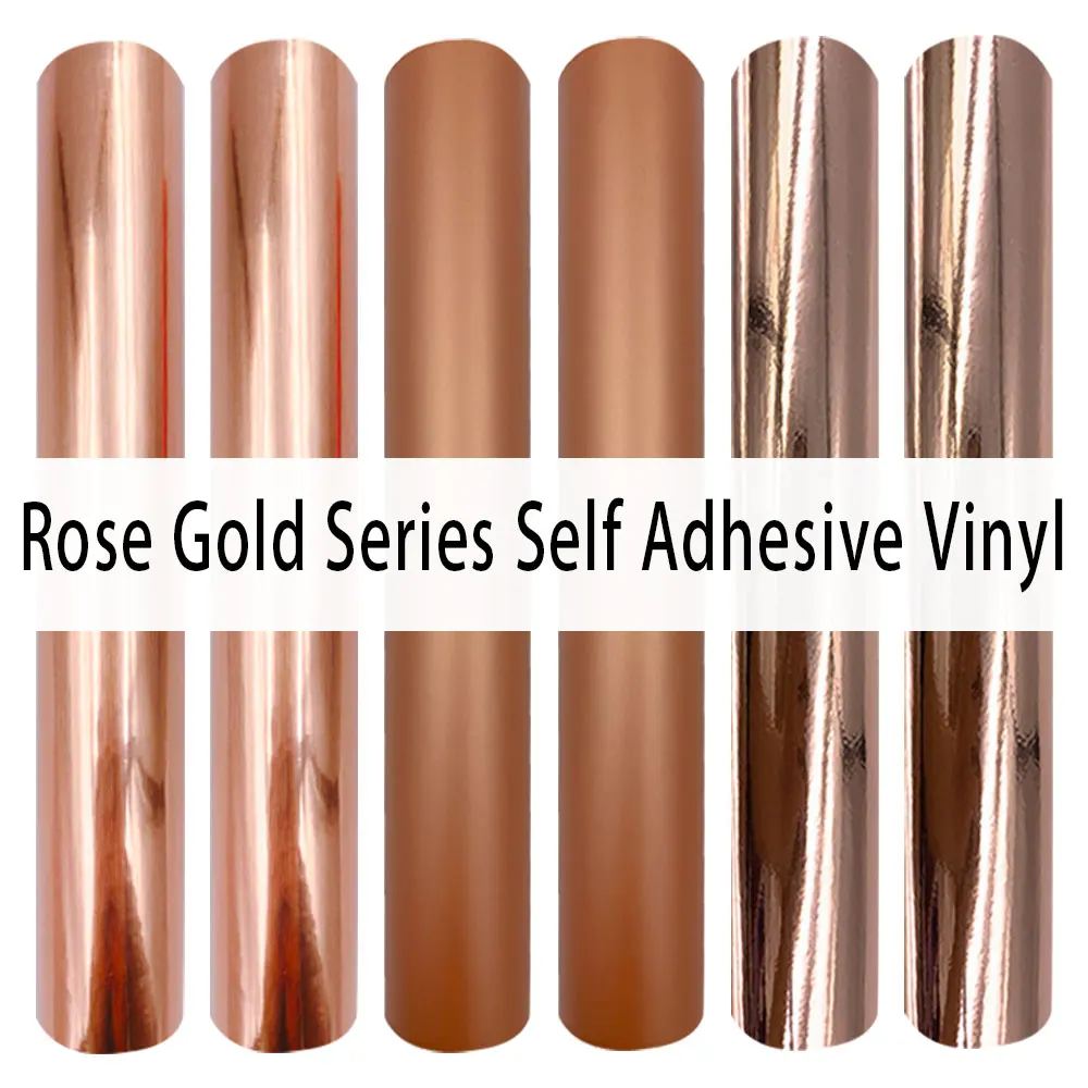 6Pcs/Set Rose Gold Permanent Adhesive Vinyl For Cricut Silhouette Cameo Craft DIY Cups Glass Wall Party Decor Sticker