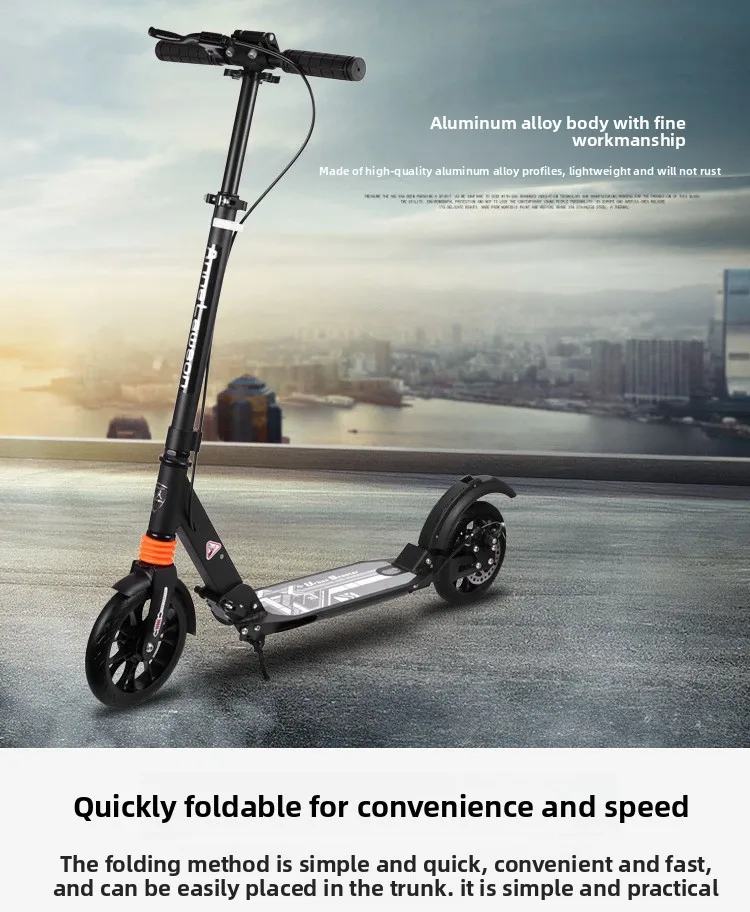 Eco Friendly Folding Kick Scooter Double Wheel Anti Slip Pedal Step Folding Foot Scooter OEM