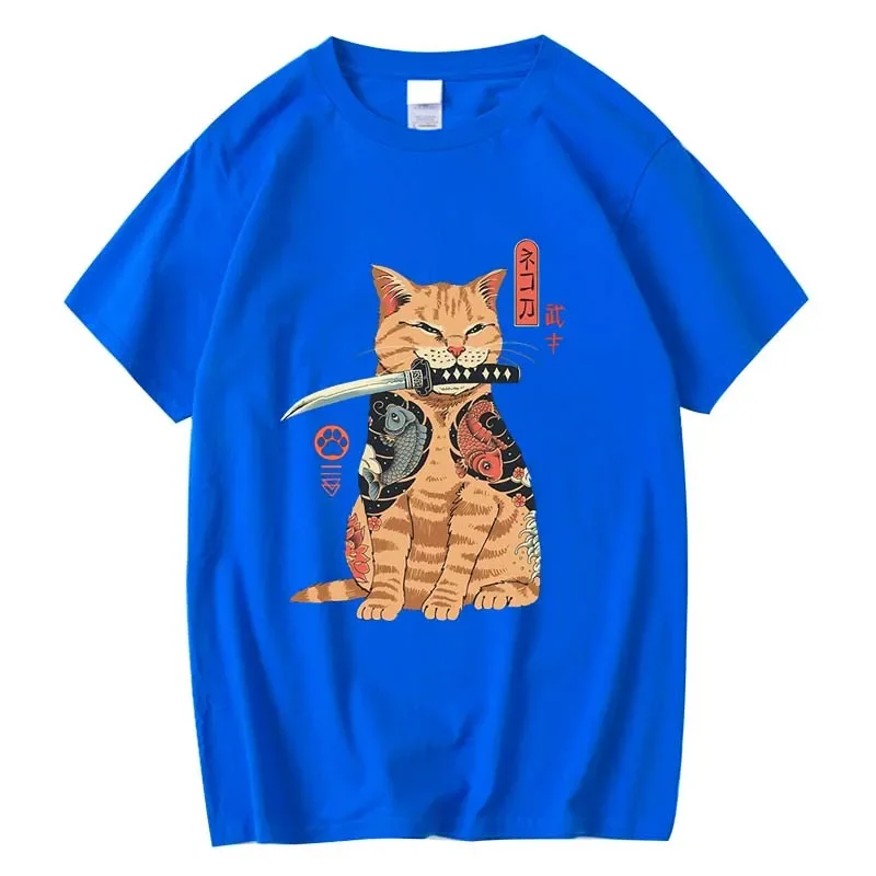 Xin yi Herren hochwertige Baumwolle Streetwear Cat Print T-Shirt lässig lose Kurzarm Herren T-Shirt O-Ausschnitt T-Shirt T-Shirts