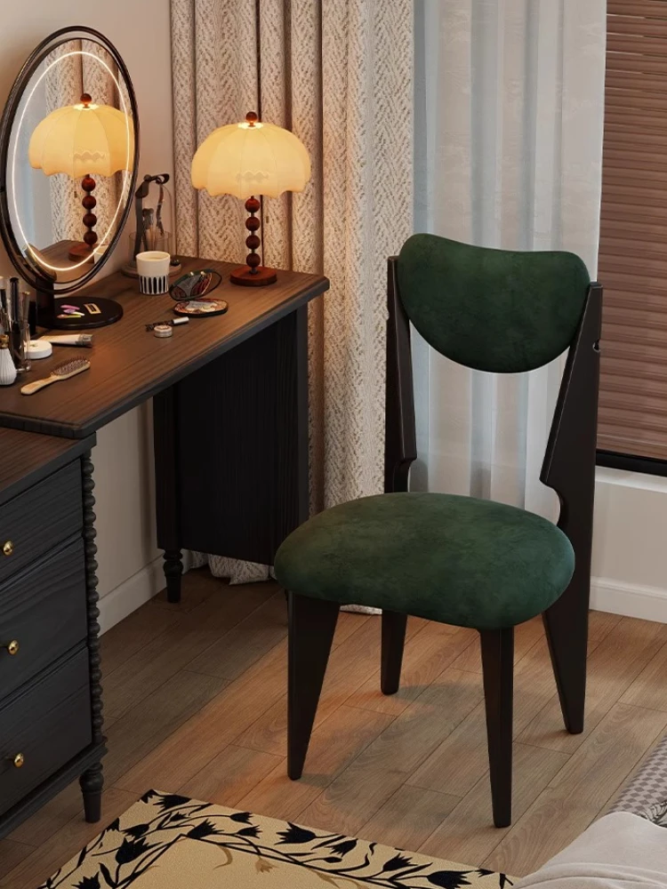 

Solid Wood Second-hand Makeup Chair, Home Second-hand Dressing Table Green Chair, Light Luxury Dressing Stool for Girls' Bedroom