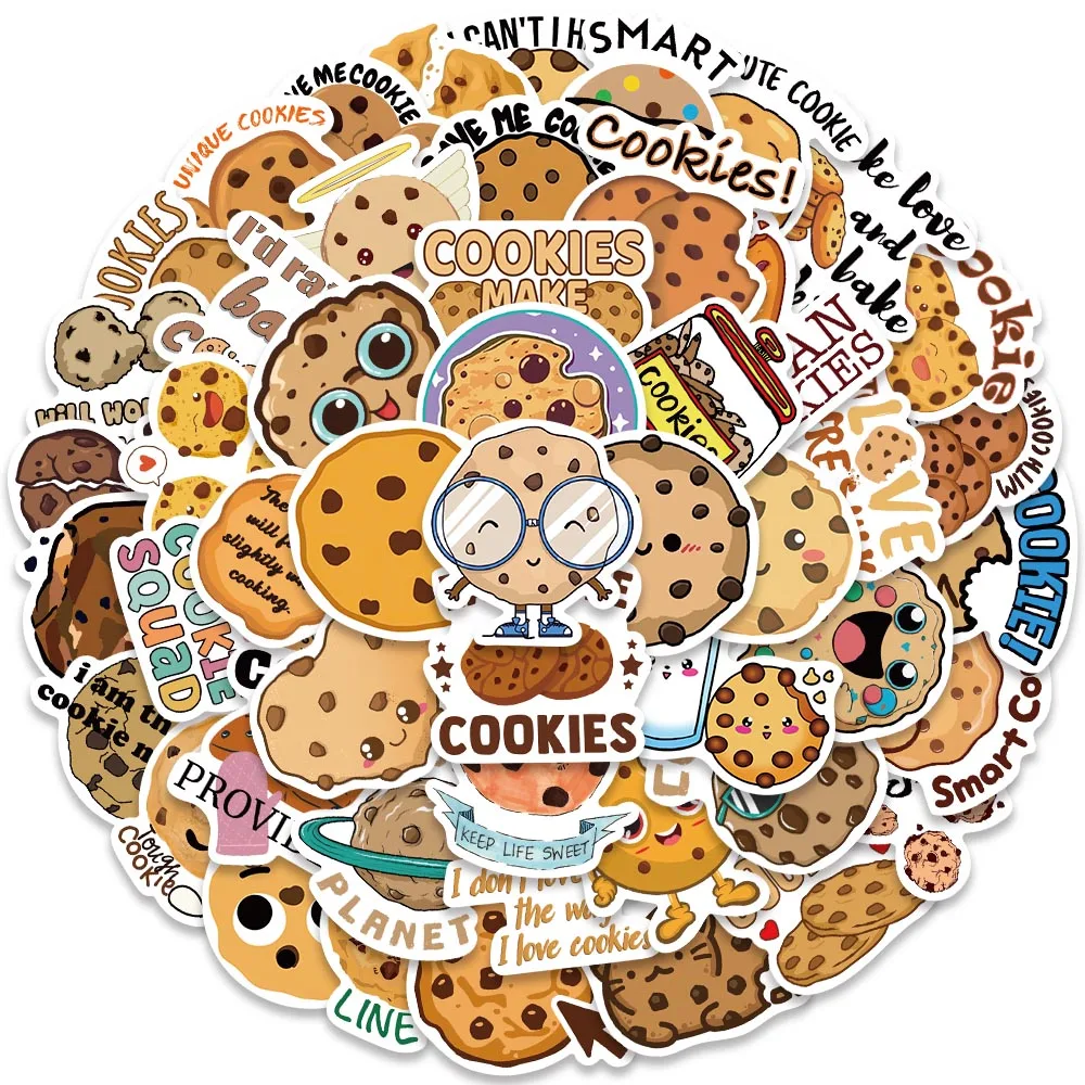 

50pcs Cute Cartoon Food Snack Cookies Stickers For Laptop Phone Luggage Guitar Bicycle Car Waterproof Graffiti Vinyl Decals