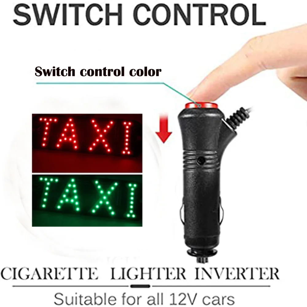 1pcs Car LED dual color Taxi Light Panel Sign 2 ColorRed Green Cigarette Lighter with Suction Beacon Signal Taxi Light