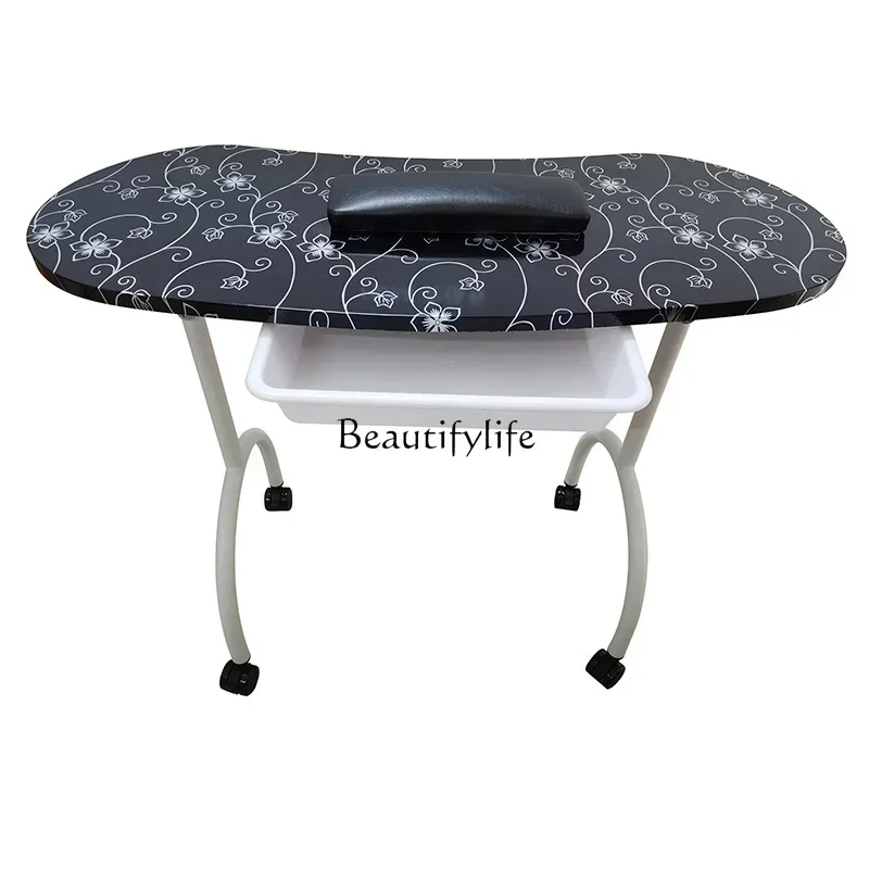 

ls 04Mobile Folding Manicure Table Simple Fashion Nail Table Single Table with Wheels