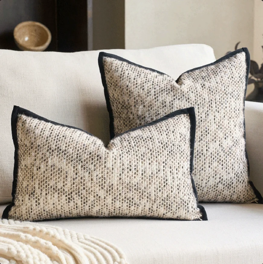 Textured Boucle Throw Pillow Cover, Woven Speckled Solid Cushion Cover Luxury Decorative Pillowcase for Sofa Living Room Home