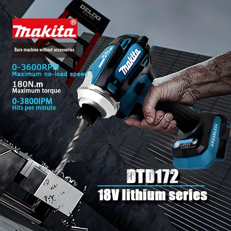 Makita DTD172 Impact Driver Drill 180Nm 18V Cordless Brushless Moter Electric ScrewDriver Power Tools For Makita 18V Battery