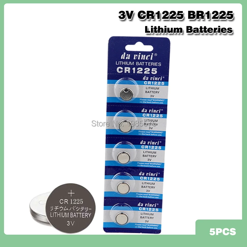 Batería de litio CR1225 de 3v para reloj, pilas de botón, juguetes, calculadora, BR1225, ECR1225, KCR1225, 5 uds.