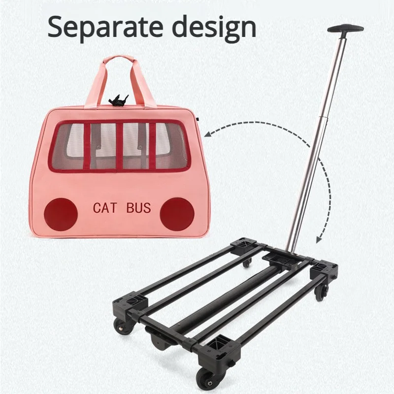 Pet Rolling Luggage Bag Portable Foldable Can Put Two Fat Cats Universal Wheel detachable Pet Four-Wheel Box Cat Bag