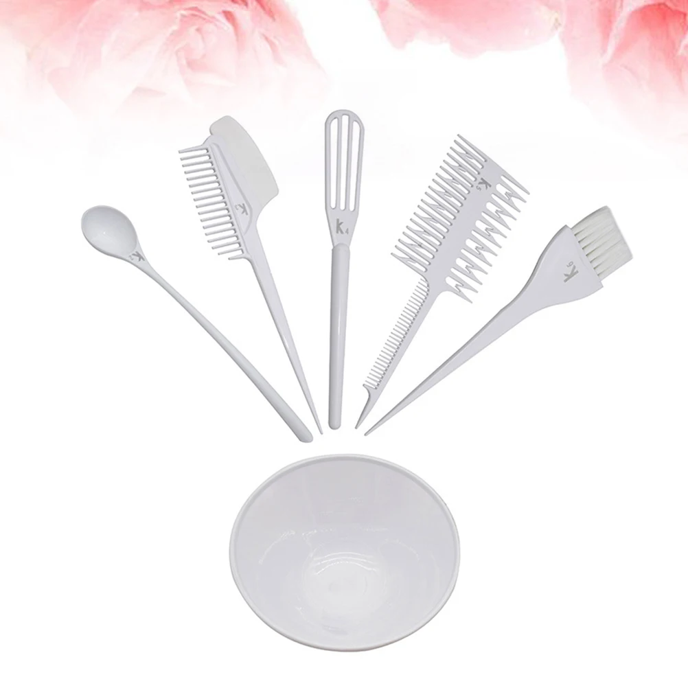 

6pcs Hair Dyeing Kit For Salon Home Use Durable Hair Coloring Tools Set Includes Combs Mixers Easy Dye Supplies