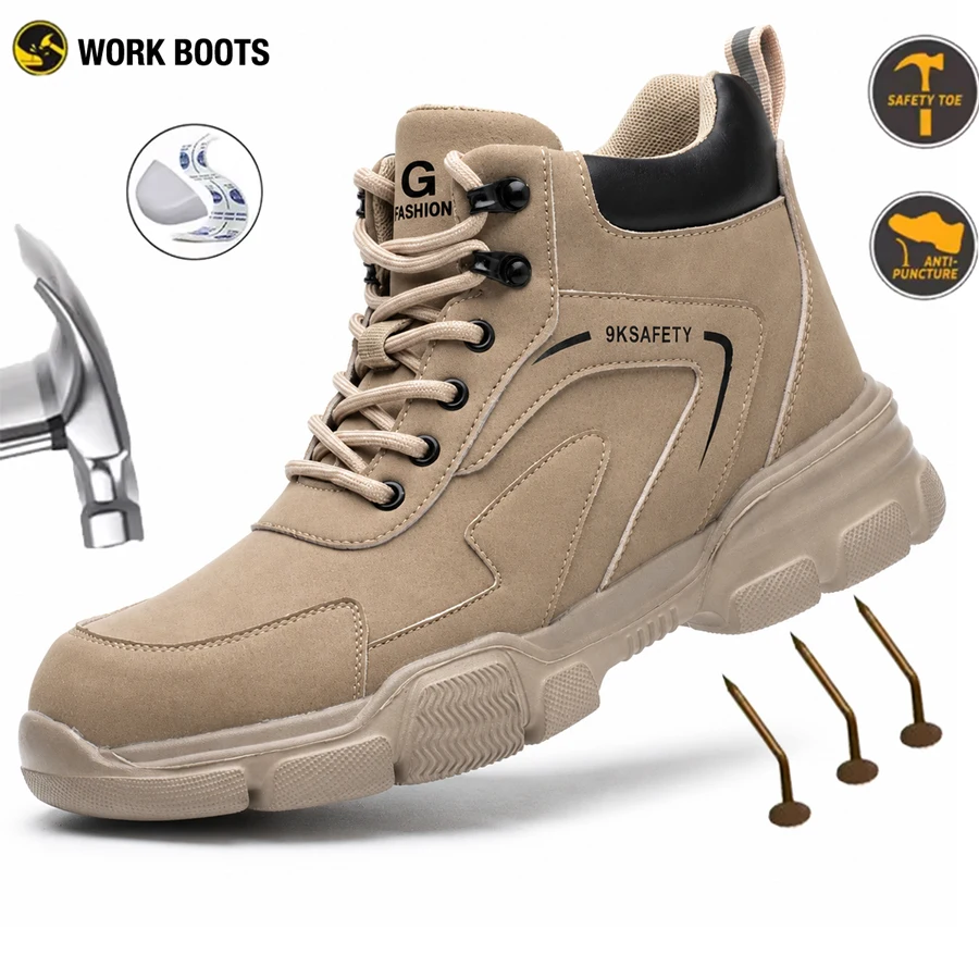 Men's Safety Shoes Men's Anti Impact Anti Piercing Work Boots Indestructible Fashion Comfort Sneakers For Outdoor Factory Men