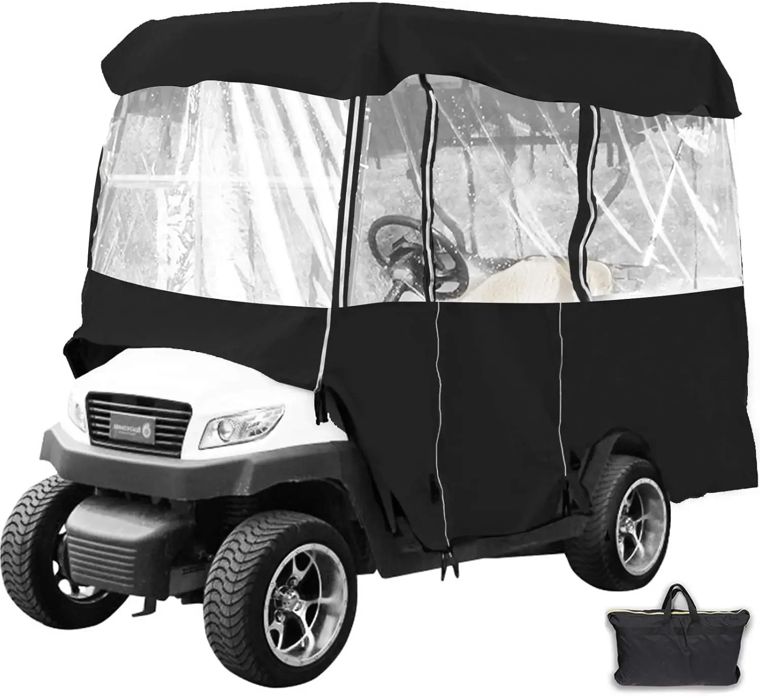 Golf Cart Enclosure, 4-Person Golf Cart Cover, 4-Sided Fairway Deluxe, 300D Waterproof Driving Enclosure with Transparent Window