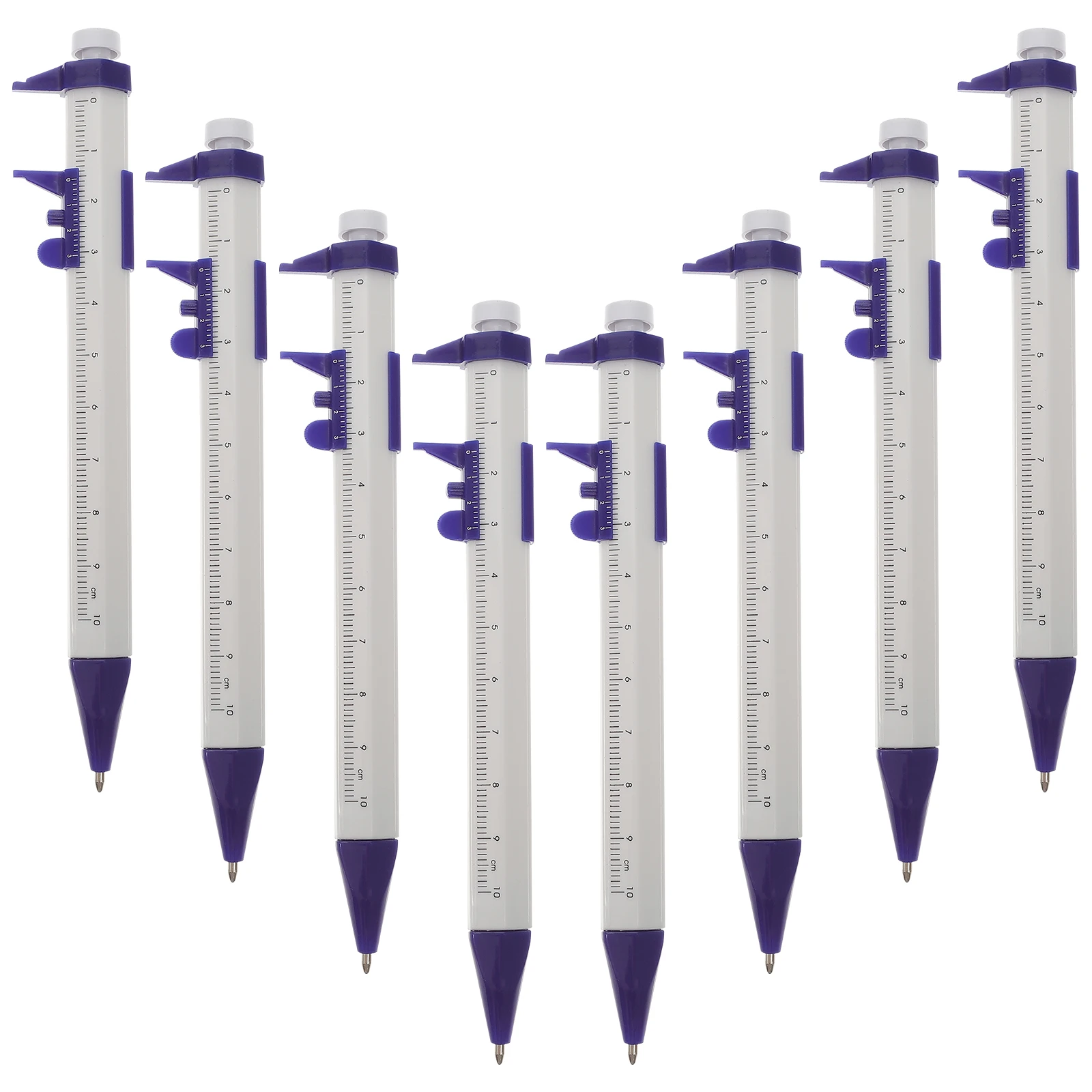 

8pcs Vernier Caliper Ballpoint Pen Plastic Shell Metal Ruler School Supplies Student Stationery Writing