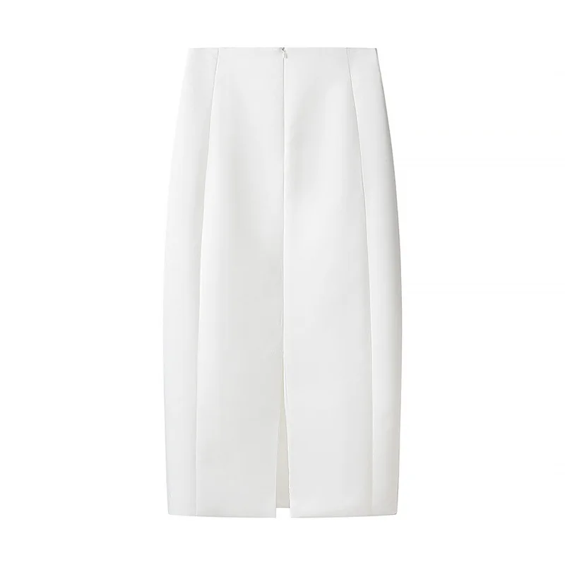 Withered 2026 Spring New European And American Women's Fashion Style Elegant Solid Color Versatile High Waist Split Skirt