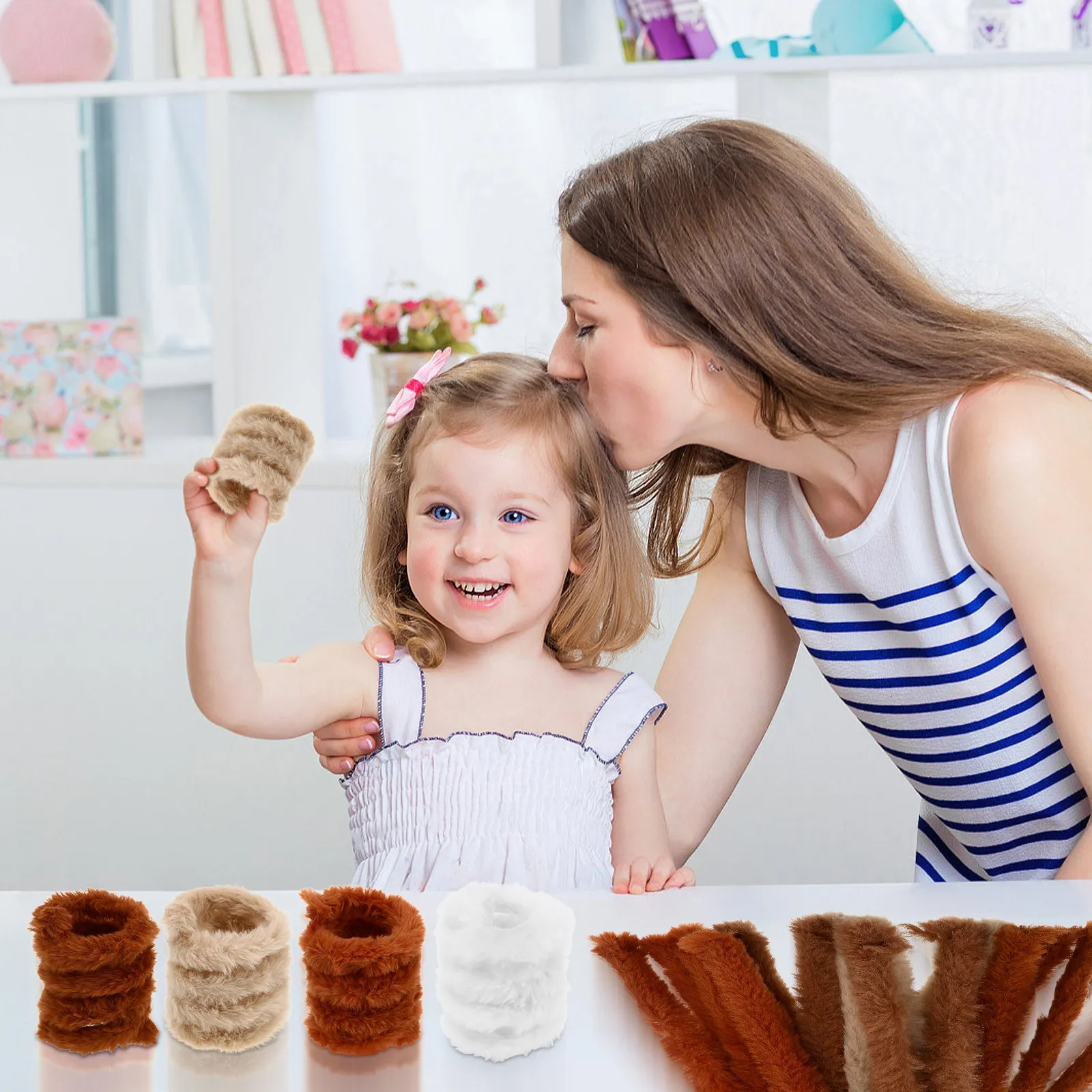 

10Pcs Chenille Stems Assorted Colors Bendable Craft Pipe Cleaners Flexible Wire Sticks for Floral Arrangements DIY