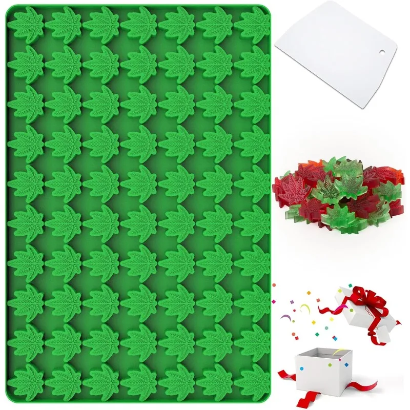 Marijuana Cannabis Hemp Leaf Silicone Molds with 70 Cavities Shaped for Pot Chocolate Candy Gummy