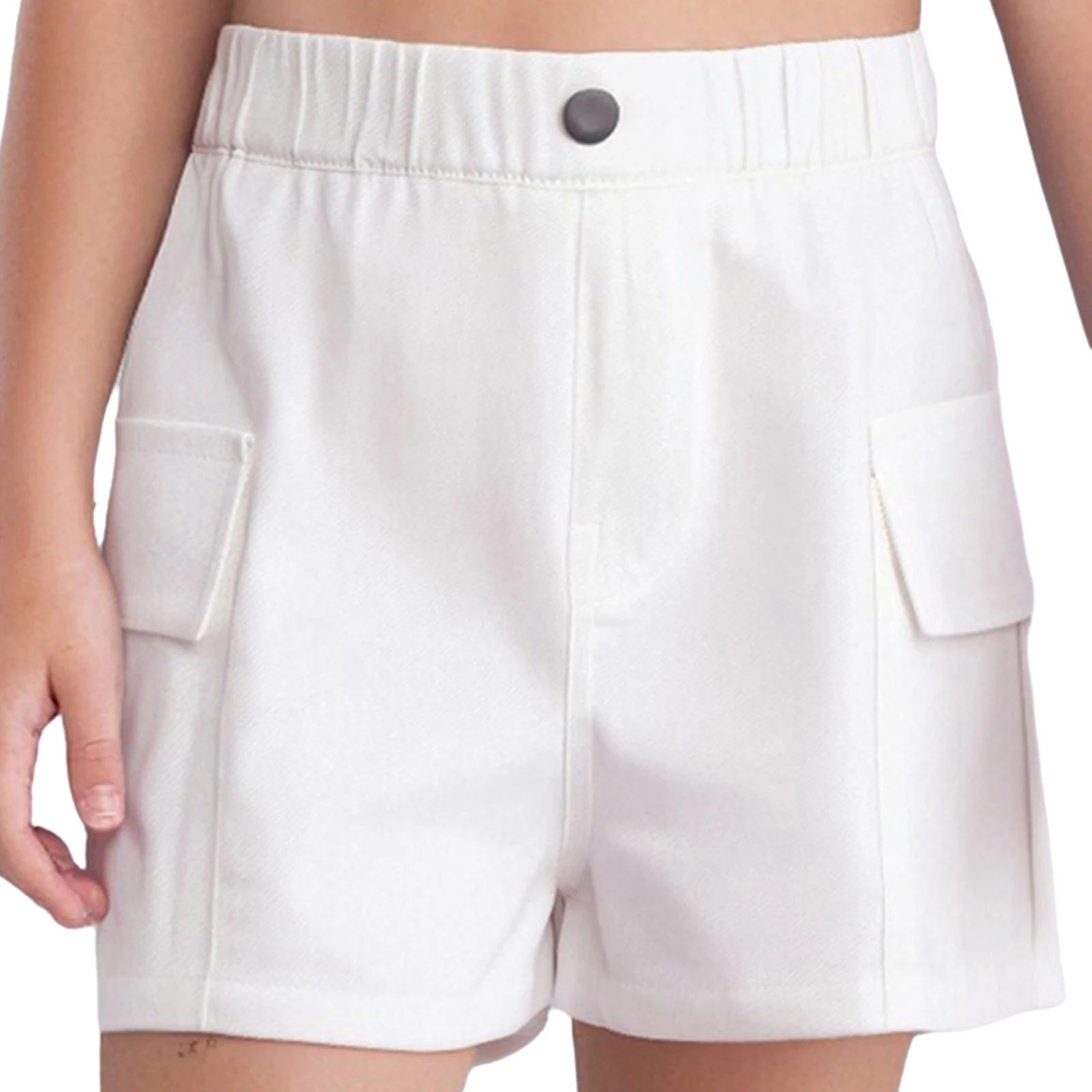 

Kids Girls Cargo Shorts Cotton Fashion High Waist Shorts with Flap Pockets for Vacation Beach Park Picnic Street Skateboarding