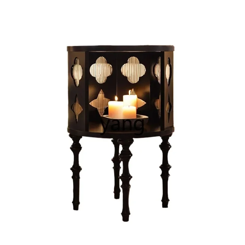 LT solid wood bedside table small household bedroom black modern simple narrow storage cabinet