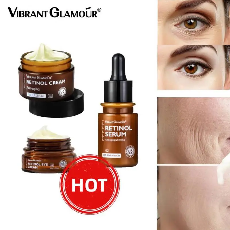 레티놀 페이스 크림 및 페이스 세럼 아이 크림, 퍼밍 리프팅, 안티에이징, 잔주름 감소, 페이셜 스킨 케어, 3 개/세트