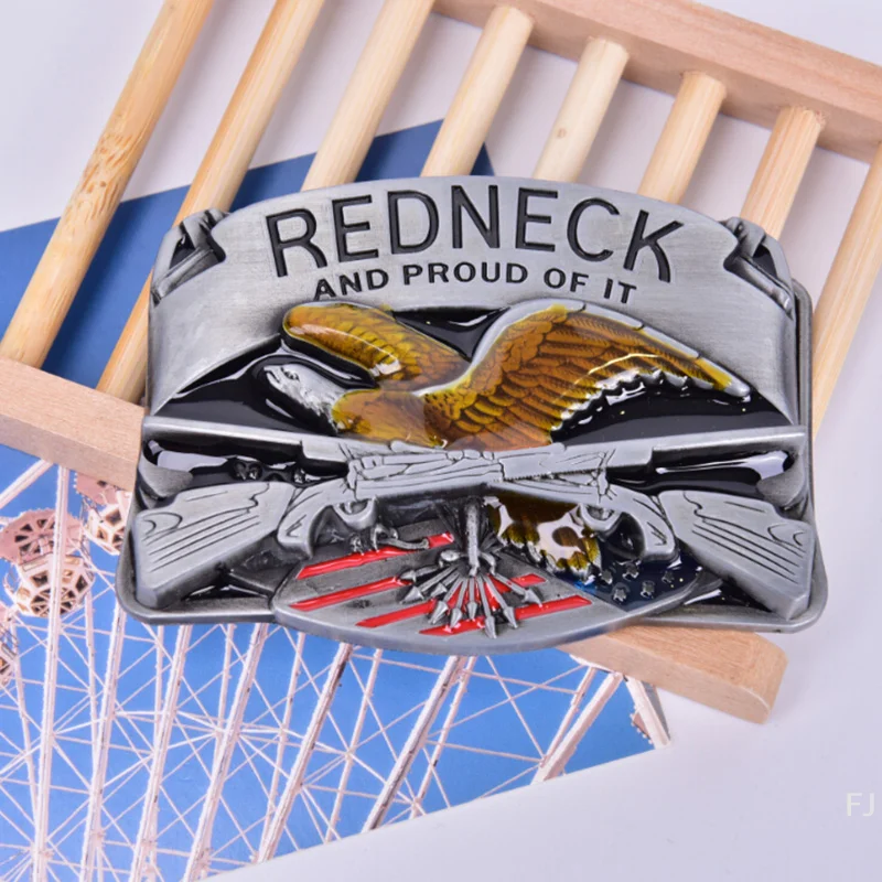 [YU]Western Steer Eagle Platinum Color Beauty Cowboy Rodeo Style Belt Buckle