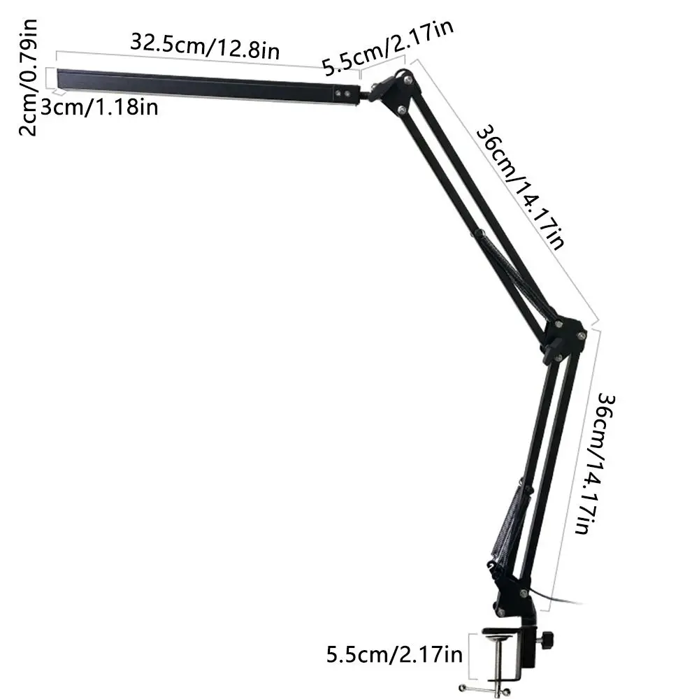3 Lighting Modes LED Desk Lamp with Clamp Adjustable Clip Eye-Caring Folding Clip on Light Energy Saving Dimmable