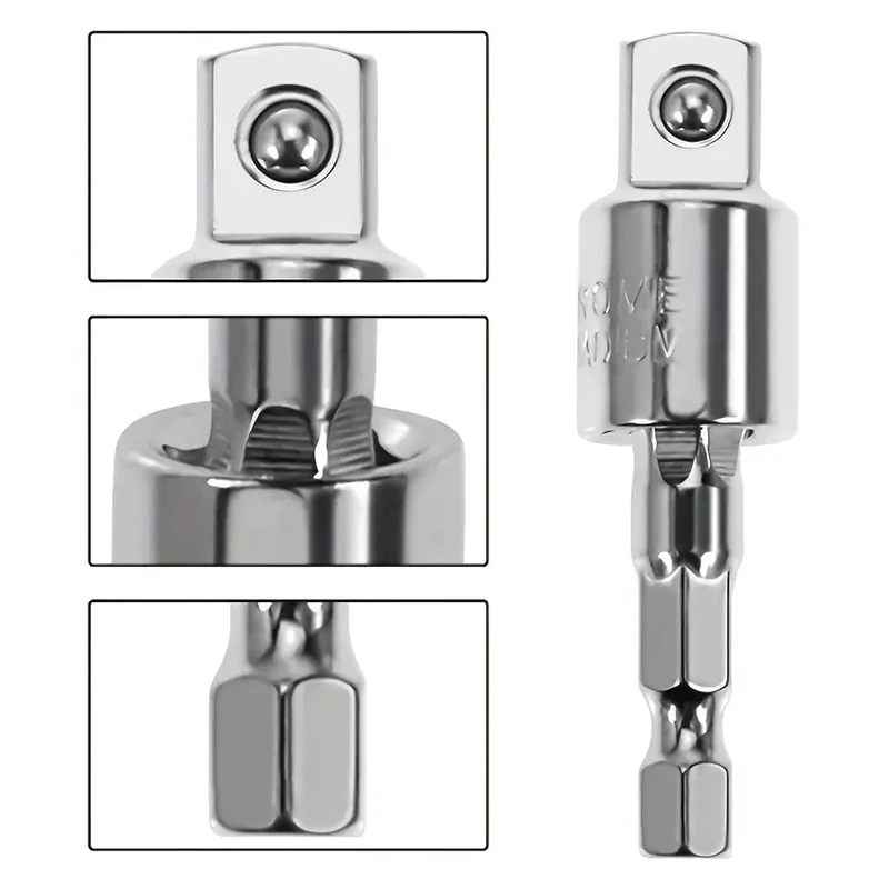 360 Degree Electric Drill Air Screwdriver Sleeve Universal Adapter Hexagonal Handle to Square Head Rotating Extension Tool Set image 6