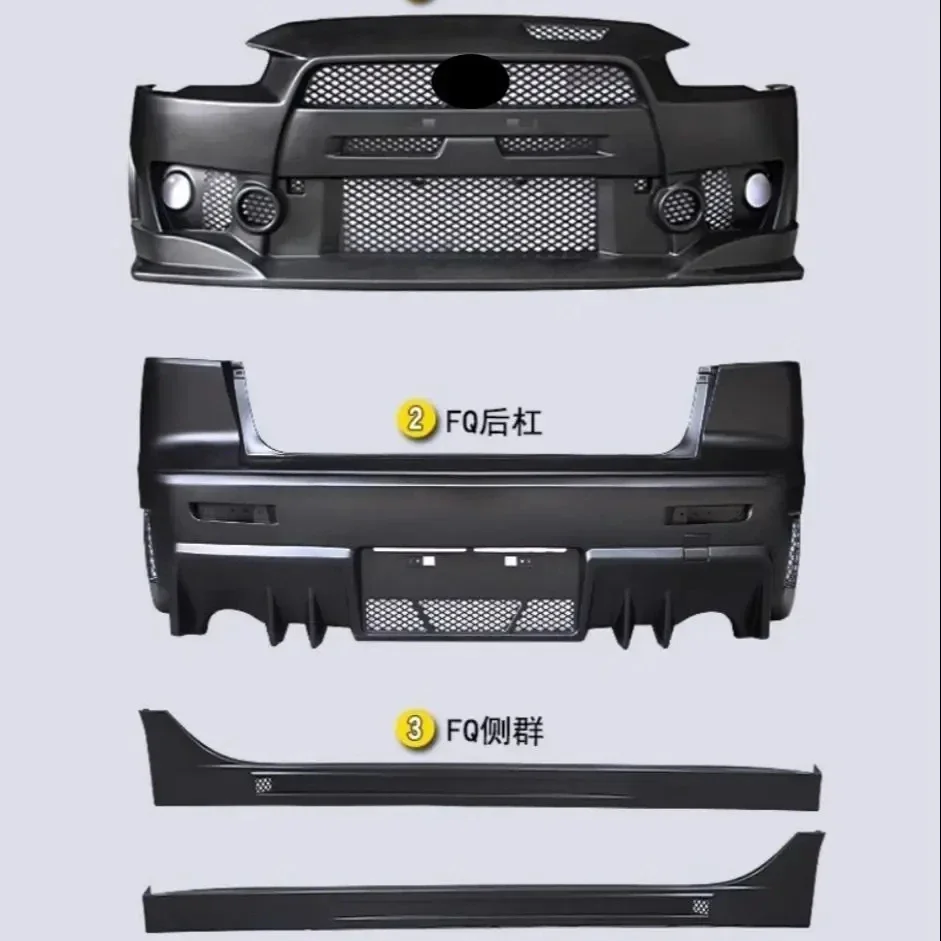 Front Rear Bumper Side Skirt Asssembly for Mitsubishi Lancer-ex 2009-16 convert to FQ Style Surround Body Kit Car Accessorie