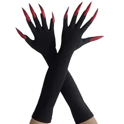 Gants à griffes centralisés pour Halloween, gants à la mode, longs ongles rouges, cosplay, gants drôles, cool, section longue, A529