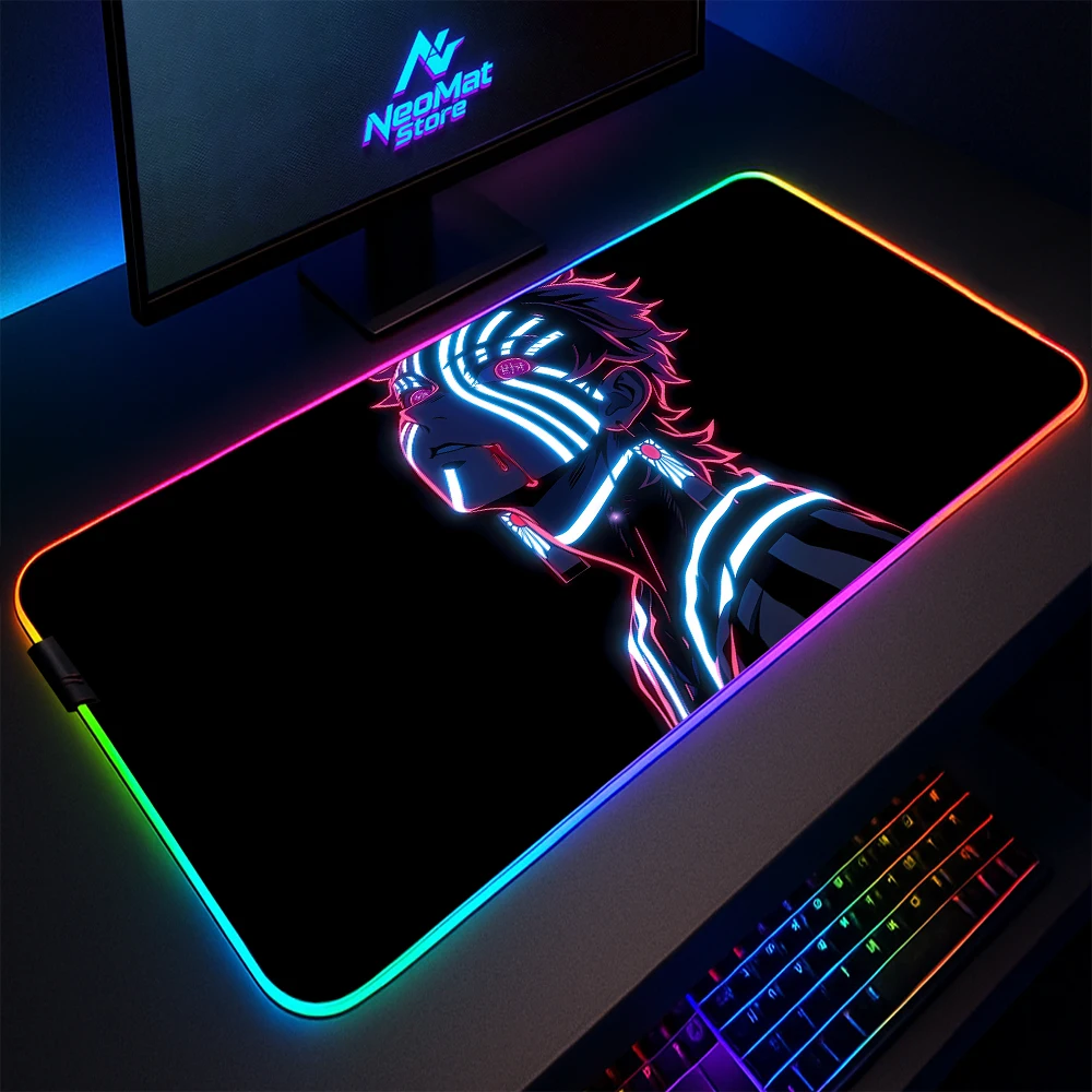 

Коврик для мыши Akaza со светодиодной подсветкой, украшение для игровой комнаты, коврик для мыши RGB, аниме, компьютерный коврик, неоновый настольный коврик с подсветкой, резиновые коврики для стола