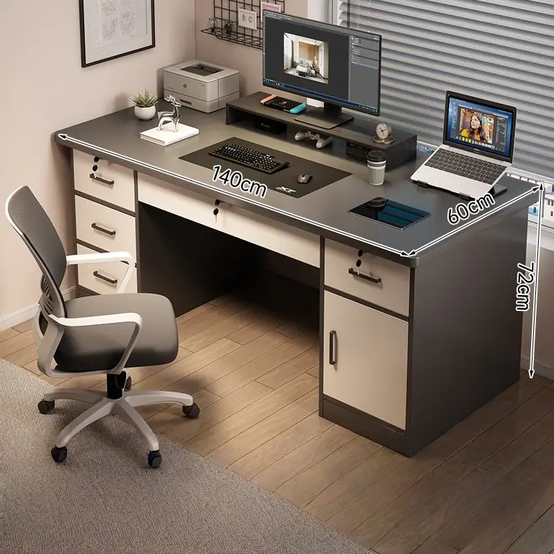 Lockable Single Office Workbench, Simple Modern Desk, Computer Desk With Drawers, Suitable For Student Bedrooms