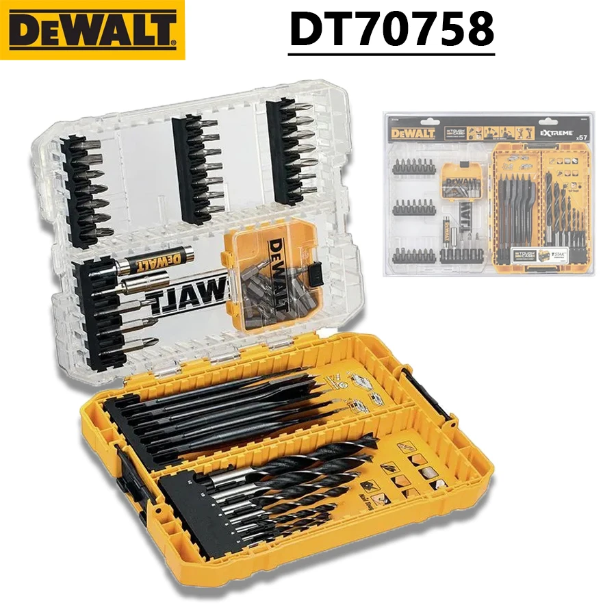 

Набор сверл DEWALT DT70758, комплект из 57 насадок для электродрели по металлу и дереву, многофункциональные биты для электрической отвертки, аксессуары для электроинструментов