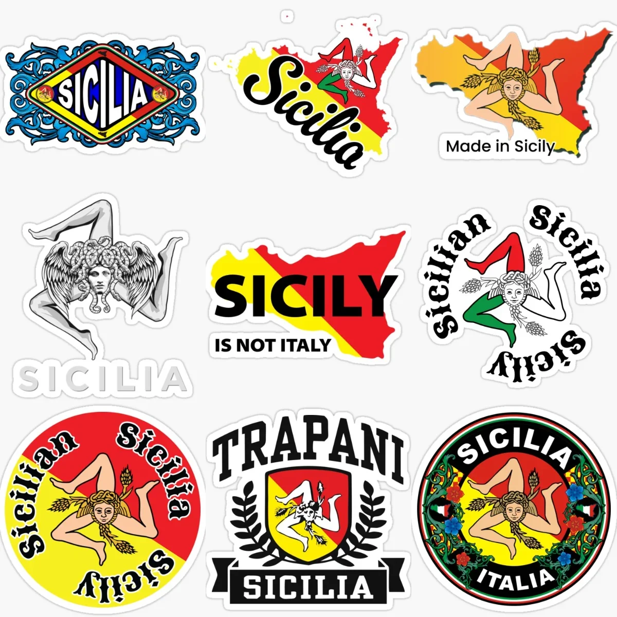 

Sicilia Flag Map National Emblem Creative PVC Car Sticker for Decorate Car Truck Van Window Fridge Bicycle Decal Accessories