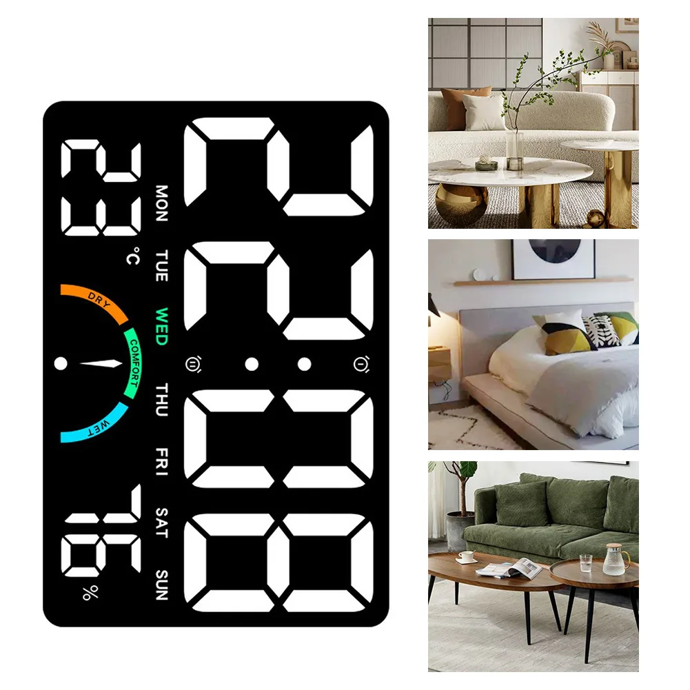 Large LED Digital Clock For Living Room: Versatile Wall & Table Display Timer Auto Dimmable LED Clock ﻿