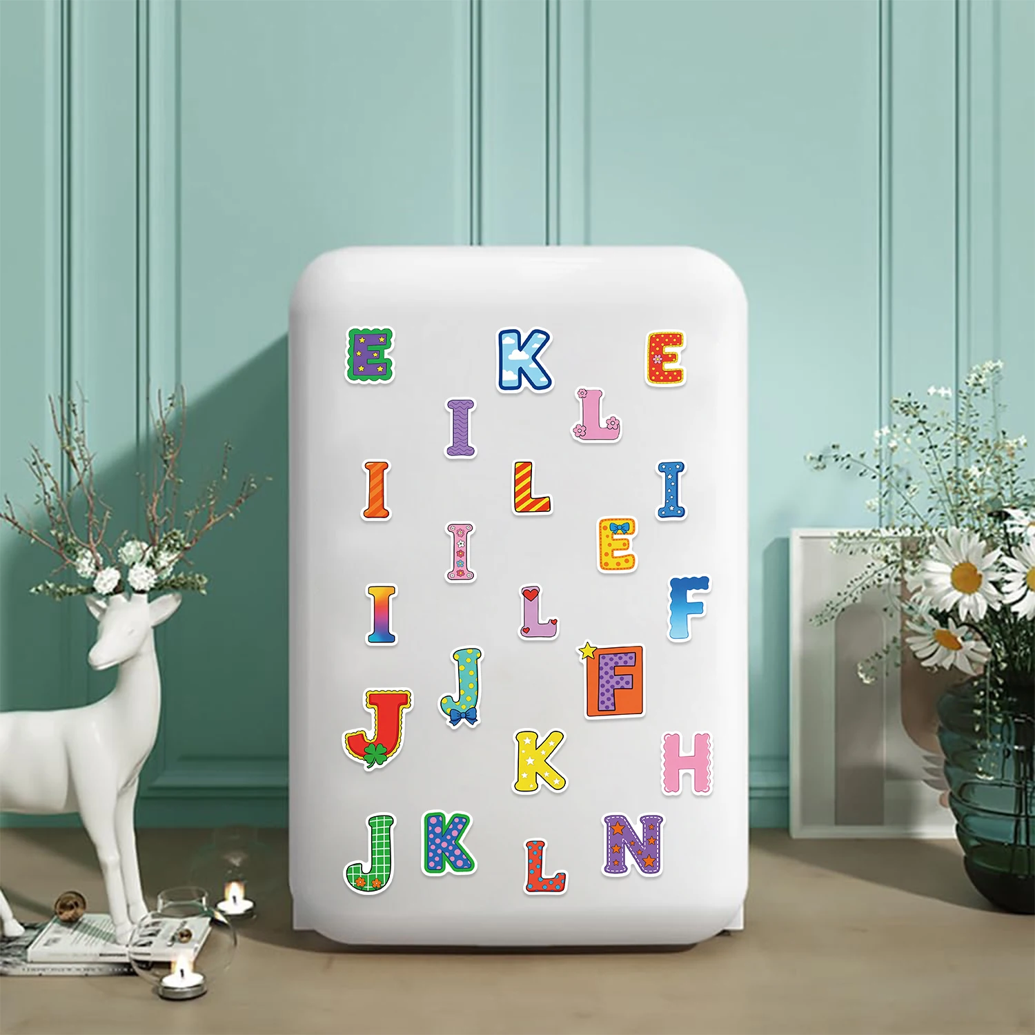 8/24/32 pçs abc inglês carta dos desenhos animados adesivos geladeira brinquedos educativos das crianças presentes de natal à prova dwaterproof água pvc