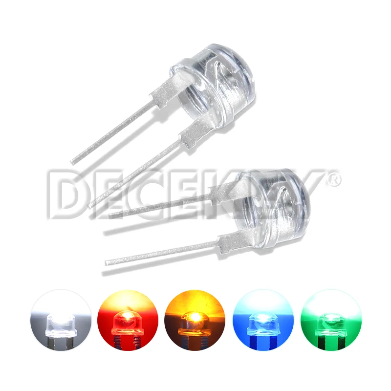 8MM Weiße Blaue Grüne Rote Gelbe LED Superhelle Strohhut-Leuchtdiode Hervorgehobenes Weiß 0,5W Astigmatismus