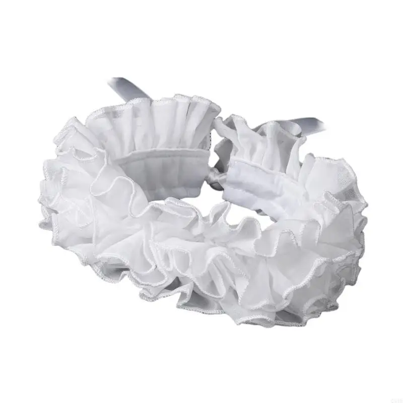 Q5WE ROBLE ELIZABETHAN Collar falso estilo victoriano Ruff y muñequeras para accesorios vestuario cosplay Halloween