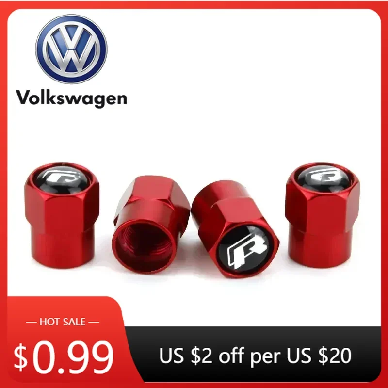 Tapas de Válvula de Neumático para Coche VOLKSWAGEN 2026, Decoración de Ruedas para Volkswagen R Line GTI Polo Golf 5 6 7 Passat B5 B6 B7 Touran Bora B