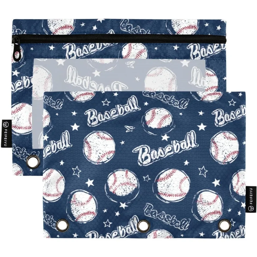 

Мешочки для папок Бейсбольная спортивная сумка для папок с 3 кольцами, 2 упаковки, прозрачная сумка для папок на молнии для офисных школьных принадлежностей